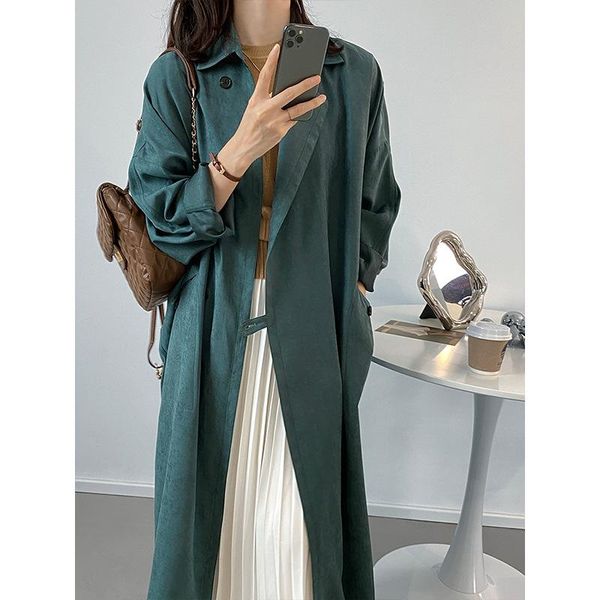 

women's trench coats superaen windbreaker jacket 2021 autumn solid plus size single button women, Tan;black