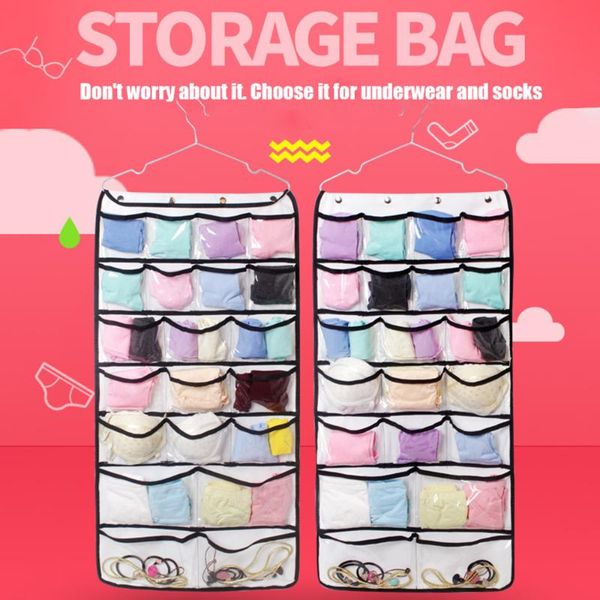 

grid foldable sundries pouch wardrobe wall door back hanging bag underwear sock tie pants shoe storage organizer boxes & bins