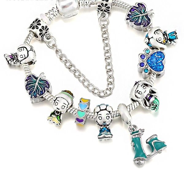 925 Sterling Silver Pequeno Pedal Tram Dangle Charme Bead Fit Pandora Pulseiras Europeias Para As Mulheres Cinderela Cinderela Charme Beads Corrente de Corrente De Moda Jóias