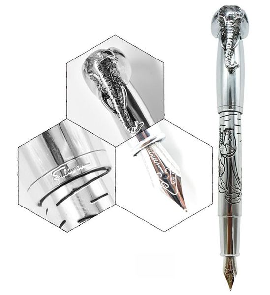 

fountain pens fuliwen fine quality m nib pen elephant head on cap delicate silver signature for office & home school supplies