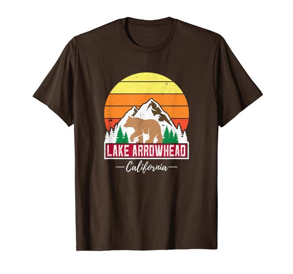 

lake arrowhead california vacation retro family camping gift t-shirt, White;black