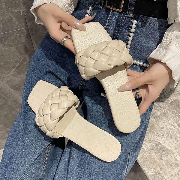 

slippers 2021 sandals women summer fashion flat shoes comfortable beach, Black