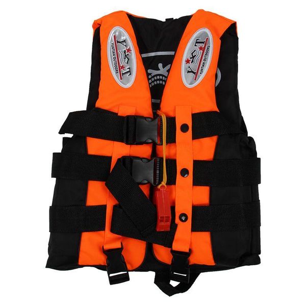 

life vest & buoy jacket universal swimming boating ski +whistle, orange xl