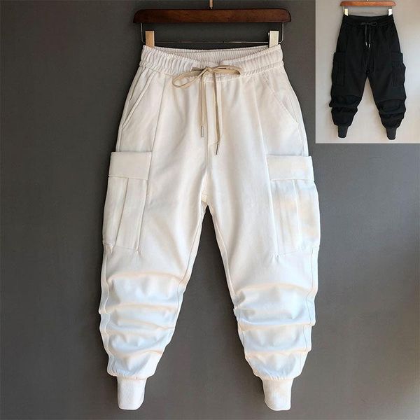 

men's pants fashion spring hip hop cargo men loose joggers streetwear harem clothes cuffed ankle length trousers, Black