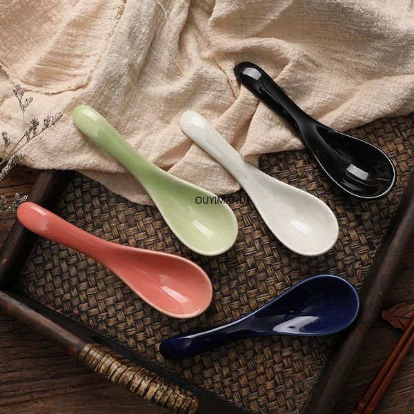 

spoons modern style solid color ceramic asian soup spoon china porcelain tableware