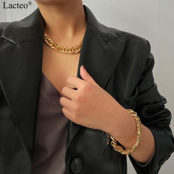 

lacteo punk cuba chunky chain choker necklace jewelry women exaggerated short clavicle statement female charm chokers, Golden;silver