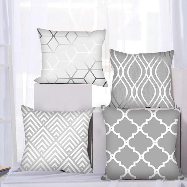 

cushion/decorative pillow 4pcs/set geometric printed case cusion cover gray waist square 45cm*45cm linen pillowcase home decorative