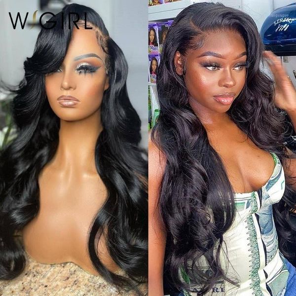 

transparent lace front human hair wigs preplucked 13x4 brazilian body wave frontal wig with baby remy1, Black;brown