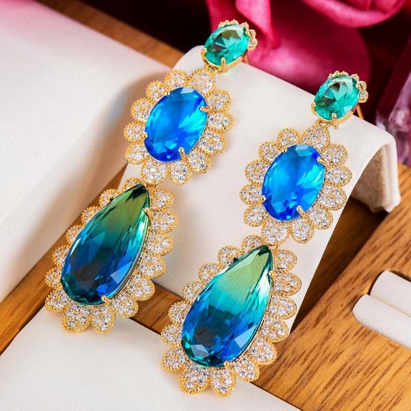 

fashion street style waterdrop earrings for women wedding party cubic zircon dubai bridal earring boucle d'oreille 2021 dangle & chande, Silver
