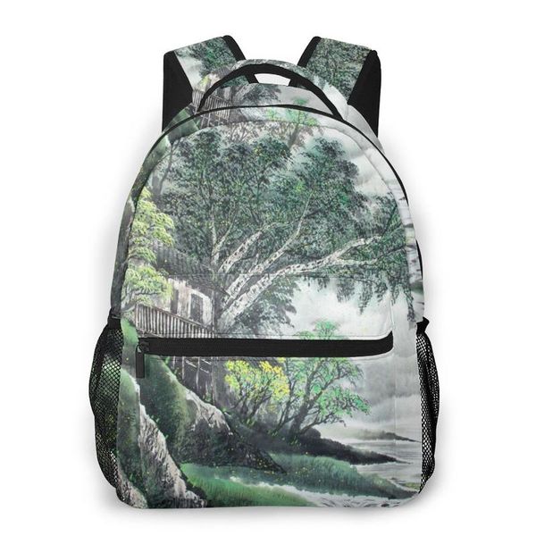 

backpack whereisart mountains trees ink satchel children school bags for girls orthopedic bag mochila escolar