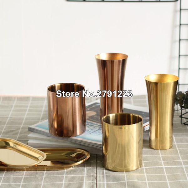 

vases brass gold vase decoration home stainless steel for flowers storage container organizer pen holder cup desk flower pots