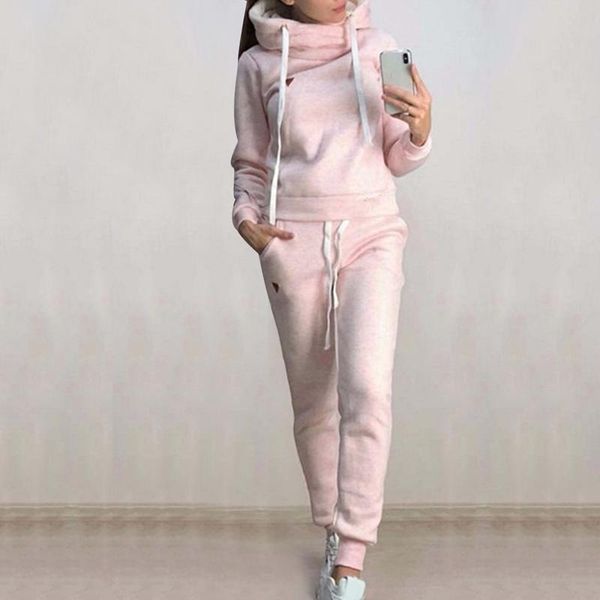 

autumn winter casual tracksuit women hoodies set long sleeve loose shirt pants suit two piece sets street wear women's, White