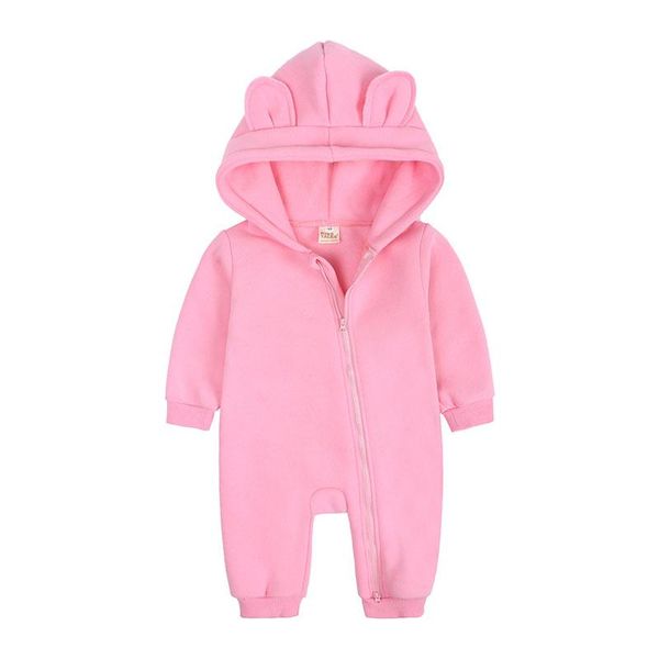 

jumpsuits fashion solid color baby girl winter clothes cotton long sleeve hooded born romper infant clothing 3-18 months, Blue