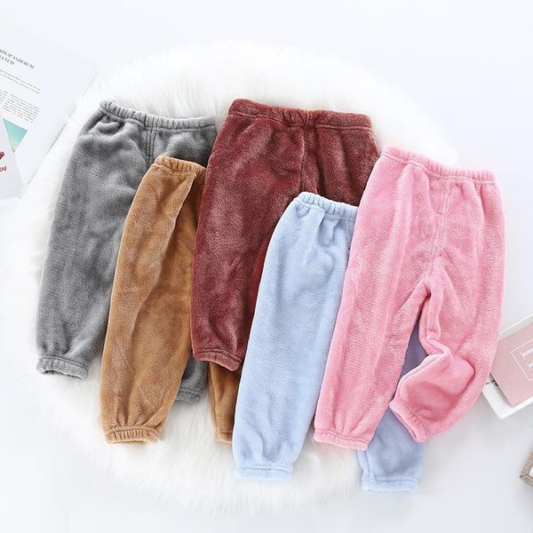

trousers kids winter fur pants thermal elastic warm velvet for children long woolen loose 2021, Blue