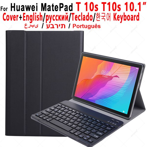 Caso do teclado para Huawei MatePad T10 T10S 10.1 AGR-W09 AGS3-W09 Tampa Destacável Russo Espanhol Árabe Teclado Coreano Hebraico