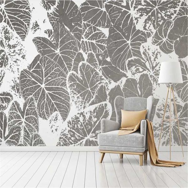

wallpapers xue su customized large wallpaper wall modern minimalist tropical plant leaf vein texture interior decoration painting