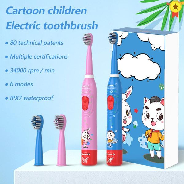 

smart electric toothbrush super sonic toothbrushes for kid 6 modes usb charger tooth brush timer waterproof replaceable 4 heads