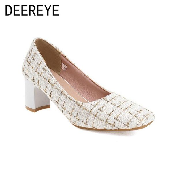 

dress shoes breathable linen material women's block high heels slip on pumps 6cm casual square toe designer heeled for outdoor, Black