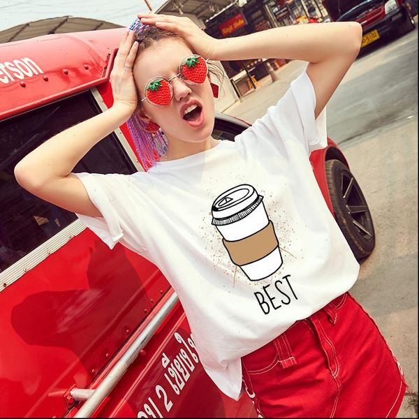 

women t shirts summer personality food printed shirt harajuku thin section female fashion hipster tshirt clothing, White