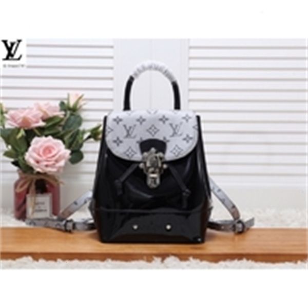 

brand designer luxury m53637 black patent leather backpack women backpacks fashion women shows oxidized leather business bags totes messenge