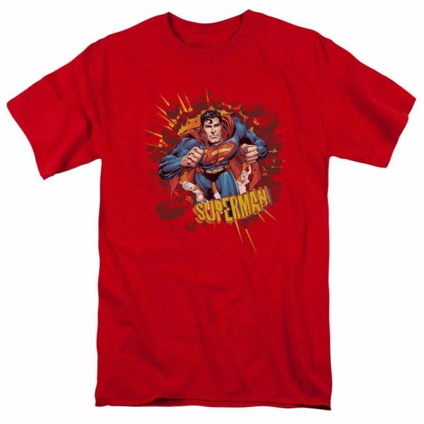 

superman sorry about the wall t shirt mens licensed classic dc comics tee red, White;black