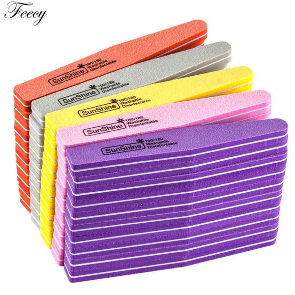 

10pcs/lot file buffer 100 /180 grit double sided files set washable pedicure manicure tool nail gel polishing remover