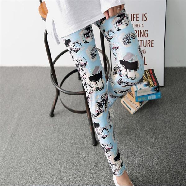 

women's leggings 2021 fashion printing ladies pants slim stretch casual spring and autumn elasticity, Black