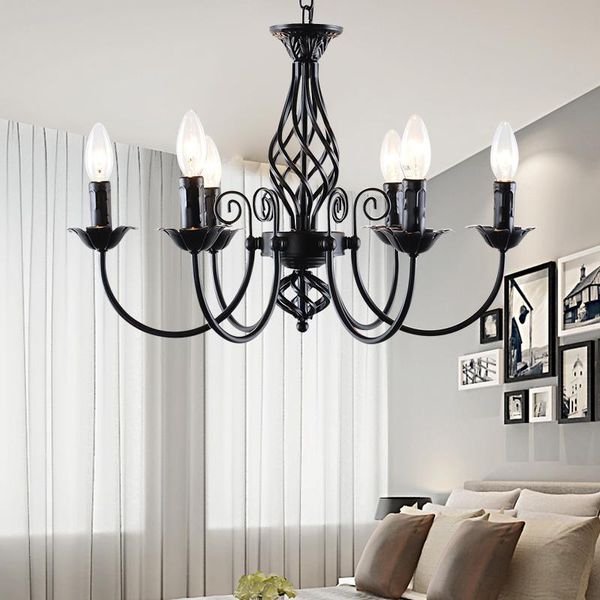

chandeliers home vintage loft retro chandelier black color lustre american candle wrought iron fixtures