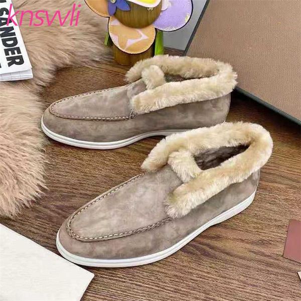 

boots winter real wool women snow skidproof flat shoes woman comfortable slip on runway fur warm short for, Black