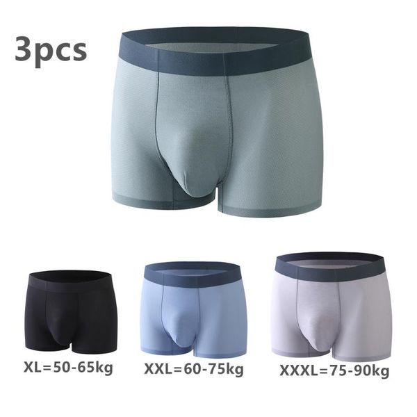 

underpants 3pcs men's boxer briefs shorts ice silk underwear comfortable and breathable soft und, Black;white
