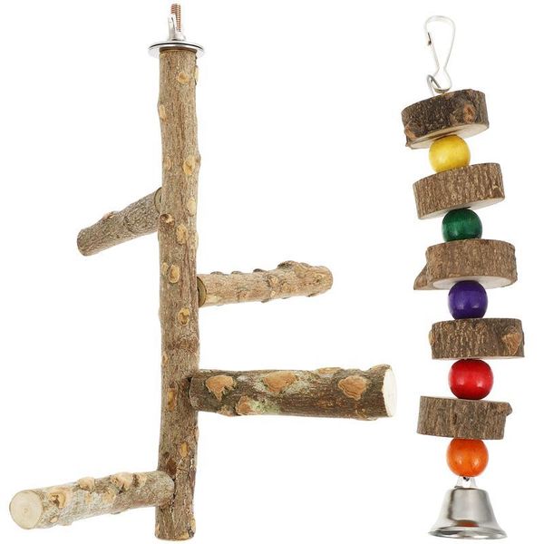 

other bird supplies 2pcs parrot wood stand perch pole cage hanging toy