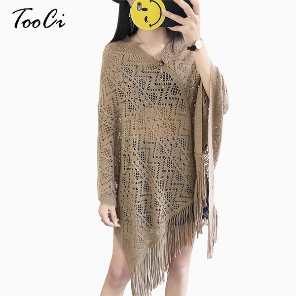 

women's sweaters spring and autumn women casual loose knitted tassel poncho caps lady fashion pashmina scarves scarf shawls, White;black
