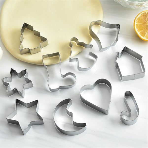 

baking moulds 10pcs/set christmas cookie cutter gingerbread xmas tree mold cake decor tool navidad gift diy biscuit mould