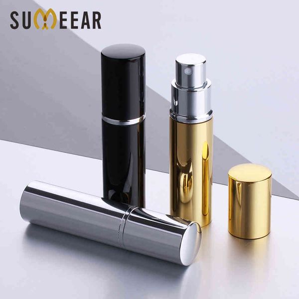 30 pcs / lote 10ml shiny metal shell perfume garrafa tanque vazio spray perfume frascos atomizador recarregável