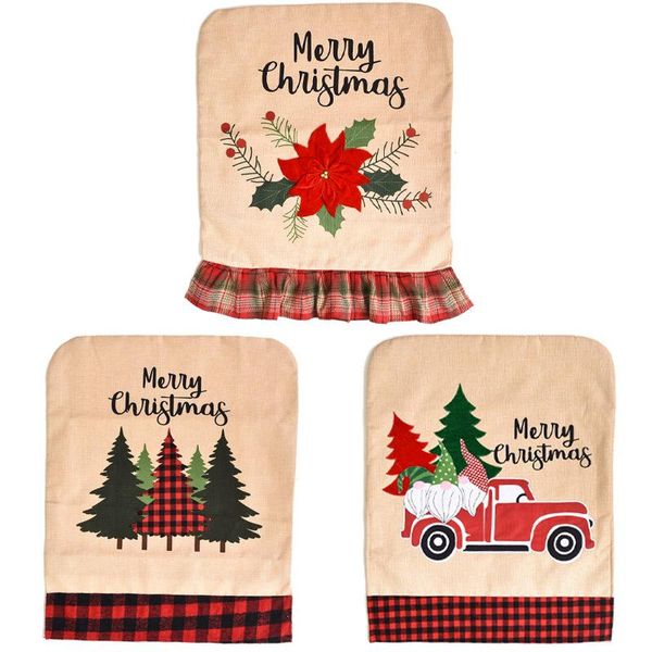 

christmas non-woven fabric chairs cover cartoon pattern santa claus cars xmas tree flowers printed lined merry decor tslm1 chair covers