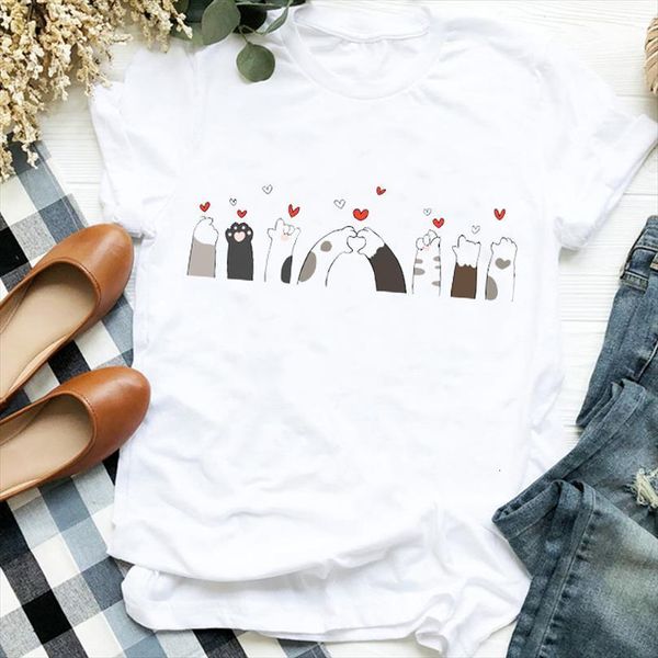 

and women lady love cat men womens cartoon animal printing cute fashion female tee clothes graphic, White;black