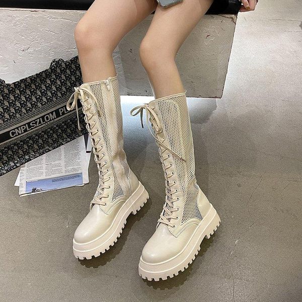 

sandals women summer the fashion women's 2021 solid color high tube cool boots comfortable platform shoes flat, Black