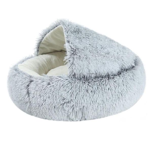 

round half-pack warm crystal velvet doghouse winter closed durable practical and convenient glossy style pet nest cat beds & furniture