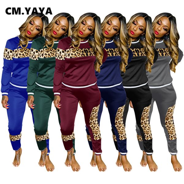 

active leopard patchwork two 2piece set for women fall winter fitness outfit sweatsuit + jogger pants sporty trasuitby air, White