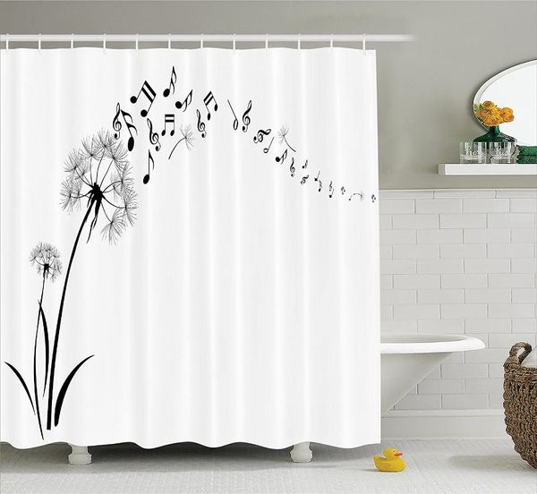 

shower curtains floral curtain music decor dandelion with flying notes summer garden art print wall decoration hanging
