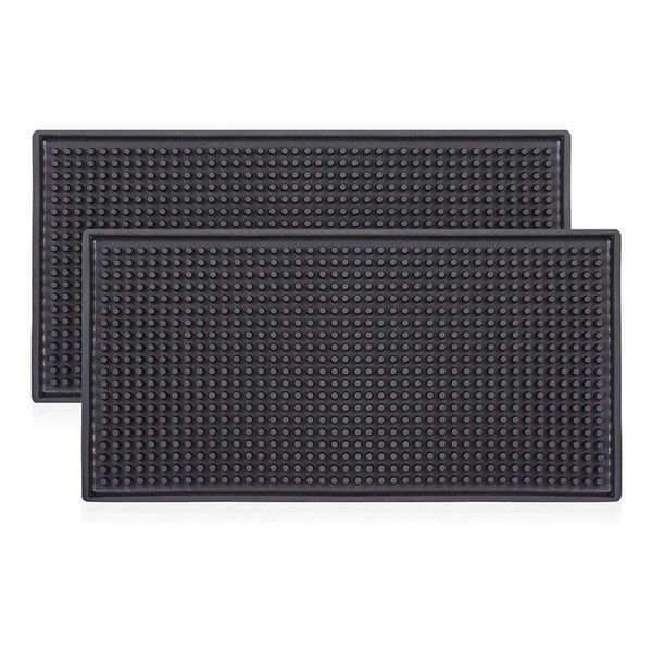

mats & pads bar mat 12inch x 6inch black service spill (2 pack) service,coffee bar,or countertop