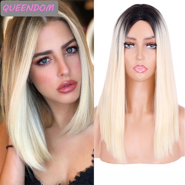 

ombre blonde short bob womens wigs 20 inch straight shoulder length natural synthetic bob wig heat resistant lolita cosplay wig, Black