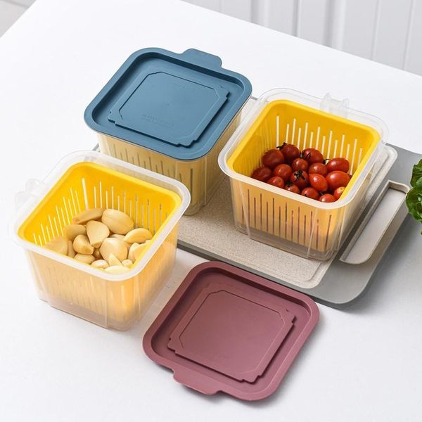 

storage bottles & jars balleenshiny food grade drain refrigerator box kitchen spice jar home plastic sealed fresh-keeping