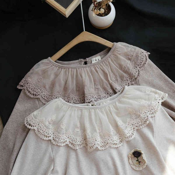 

women's t-shirt lace ruffle cotton long sleeve lolita basic t-shirt tee spring ps9p, White