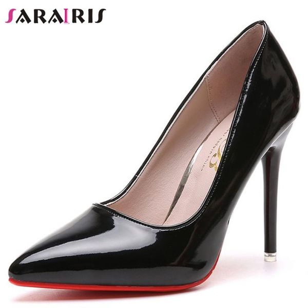 

dress shoes sarairis elegant female pointed toe slip on thin heel pumps party office women spring autumn woman, Black