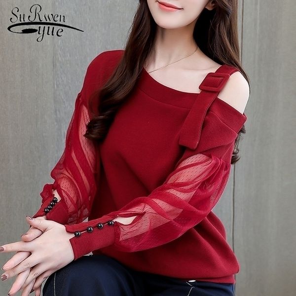 

spring long sleeve shirt women fashion woman blouses 2021 off shoulder solid women blouse shirt clothing female 1224 40 210317, White