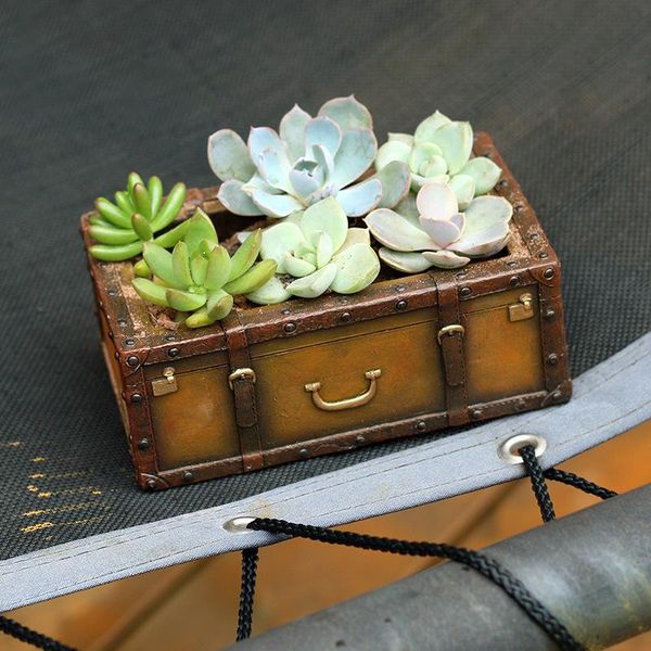 

decorative objects & figurines home decoration resin deskpotted retro small suitcase succulents flower pot furnishings living room