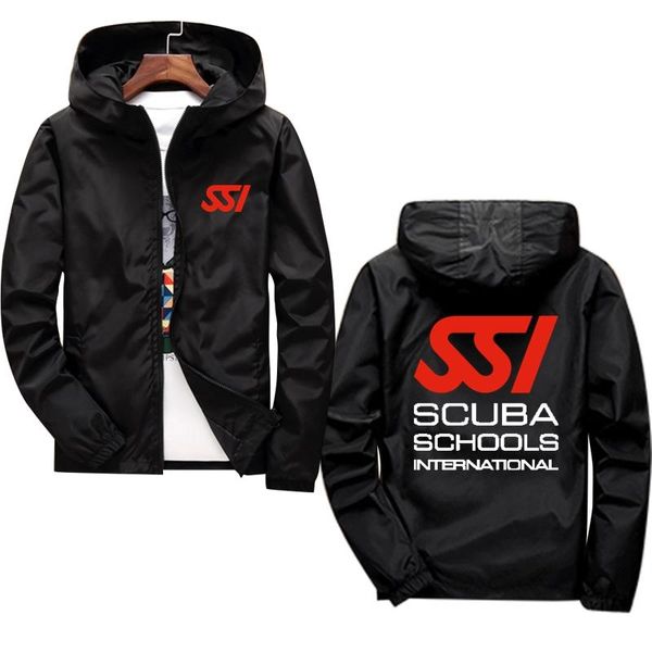 

men's hoodies & sweatshirts men waterproof sweatshirt scuba schools international ssi logo print spring hip hop zipper hoodie coats cus, Black