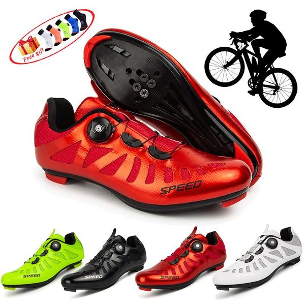

double buckle breathable road self-locking bicycle shoes women professional mtb outdoor cycling sports men footwear, Black