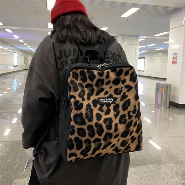 

backpack leopard cow pattern multi-purpose women trendy shoulder school bags female korean harajuku cute backpacks purse ladies